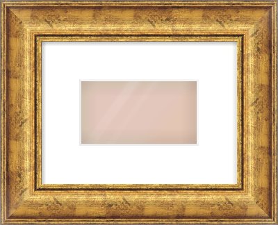 Gold Dome Frame for 160 × 90mm artwork, with Smooth White Single Mount