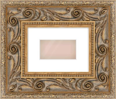 Gold Spoon Frame for 160 × 90mm artwork, with Smooth White Single Mount