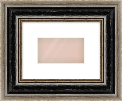 Black & Champagne Silver Spoon Frame for 160 × 90mm artwork, with Smooth White Single Mount