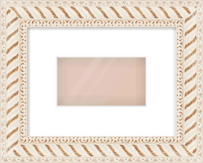 Off White & Gold Dome Frame for 160 × 90mm artwork, with Smooth White Single Mount
