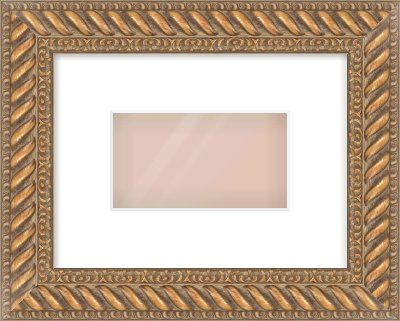 Gold Rope Frame for 160 × 90mm artwork, with Smooth White Single Mount