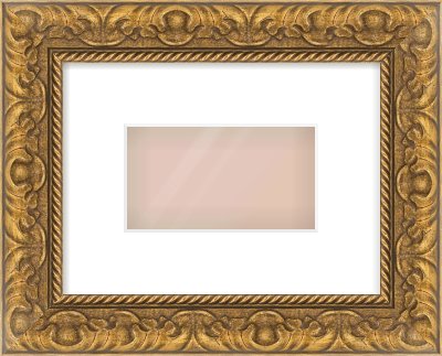 Gold Scoop Frame for 160 × 90mm artwork, with Smooth White Single Mount