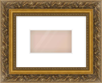 Gold Scoop Frame for 160 × 90mm artwork, with Smooth White Single Mount
