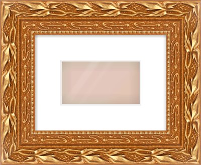 Gold Spoon Frame for 160 × 90mm artwork, with Smooth White Single Mount