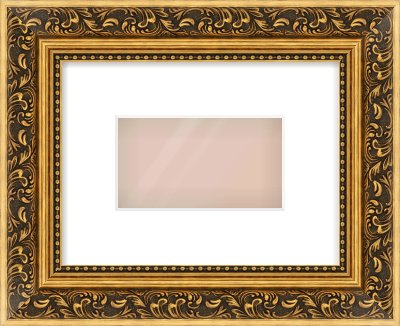 Gold Spoon Frame for 160 × 90mm artwork, with Smooth White Single Mount