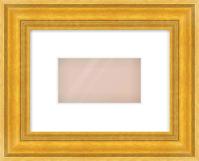 Gold Spoon Frame for 160 × 90mm artwork, with Smooth White Single Mount