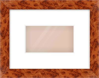 Brown Flat Frame for 160 × 90mm artwork, with Smooth White Single Mount