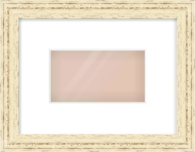 Distressed Cream Wood Grain Flat Frame for 160 × 90mm artwork, with Smooth White Single Mount