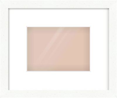 White Wood Grain Flat Frame for 7 × 5in artwork, with Smooth White Single Mount