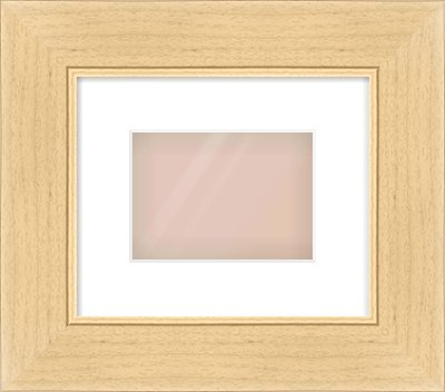 Natural Wood Flat Frame for 7 × 5in artwork, with Smooth White Single Mount