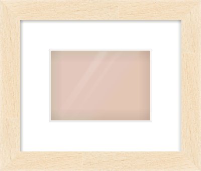 Natural wood Flat Frame for 7 × 5in artwork, with Smooth White Single Mount