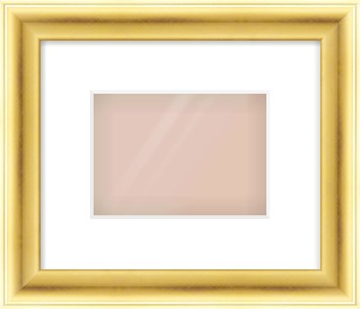 Gold Cushion Frame for 7 × 5in artwork, with Smooth White Single Mount