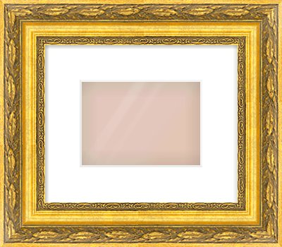 Gold Spoon Frame for 7 × 5in artwork, with Smooth White Single Mount