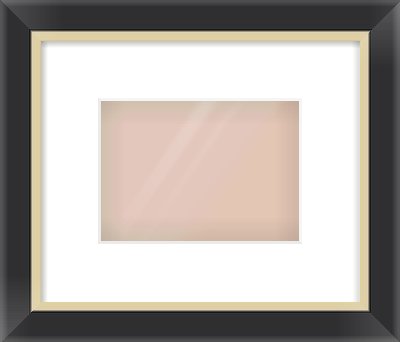 Black/Gold Flat Frame for 7 × 5in artwork, with Smooth White Single Mount