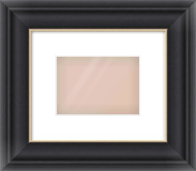 Black/Gold Scoop Frame for 7 × 5in artwork, with Smooth White Single Mount