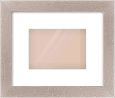 Brushed Silver & Black Sided Flat Frame for 7 × 5in artwork, with Smooth White Single Mount
