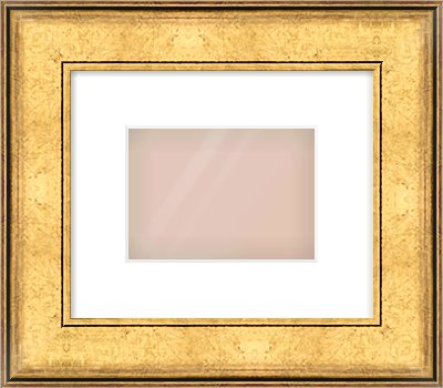 Gold Flat Frame for 7 × 5in artwork, with Smooth White Single Mount