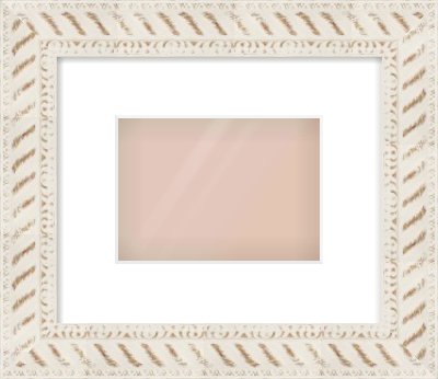 Off White & Gold Dome Frame for 7 × 5in artwork, with Smooth White Single Mount