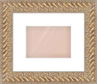 Gold Rope Frame for 7 × 5in artwork, with Smooth White Single Mount