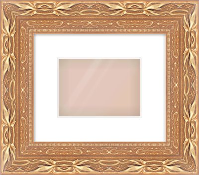 Gold Spoon Frame for 7 × 5in artwork, with Smooth White Single Mount