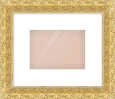 Gold Spoon Frame for 7 × 5in artwork, with Smooth White Single Mount