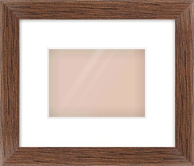 Brown Flat Frame for 7 × 5in artwork, with Smooth White Single Mount