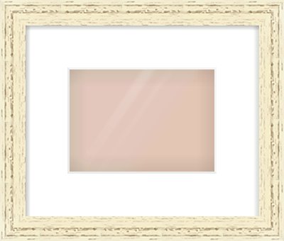 Distressed Cream Wood Grain Flat Frame for 7 × 5in artwork, with Smooth White Single Mount