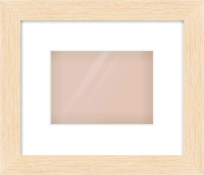 Natural wood Flat Frame for 180 × 130mm artwork, with Smooth White Single Mount