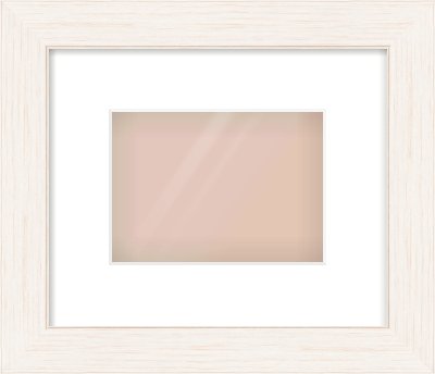 Ivory Driftwood Flat Frame for 180 × 130mm artwork, with Smooth White Single Mount