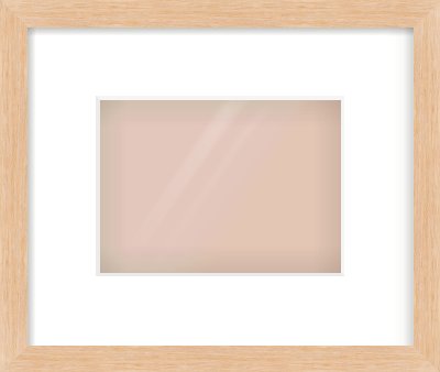 Light Oak Veneer Flat Frame for 180 × 130mm artwork, with Smooth White Single Mount