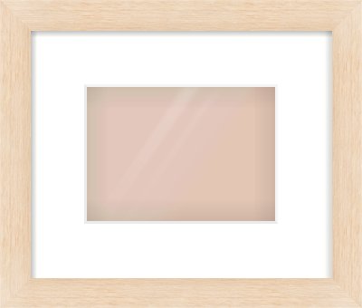 Natural Wood Flat Frame for 180 × 130mm artwork, with Smooth White Single Mount