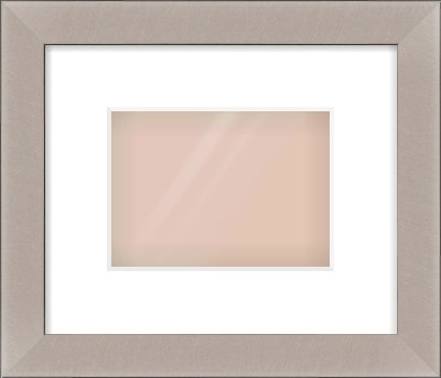 Brushed Silver & Black Sided Flat Frame for 180 × 130mm artwork, with Smooth White Single Mount