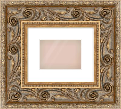 Gold Spoon Frame for 180 × 130mm artwork, with Smooth White Single Mount