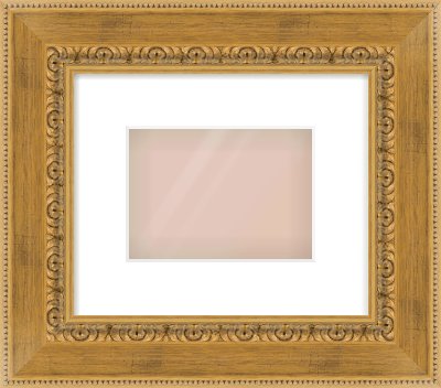 Gold Reverse Frame for 180 × 130mm artwork, with Smooth White Single Mount