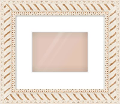 Off White & Gold Dome Frame for 18 × 13cm artwork, with Smooth White Single Mount