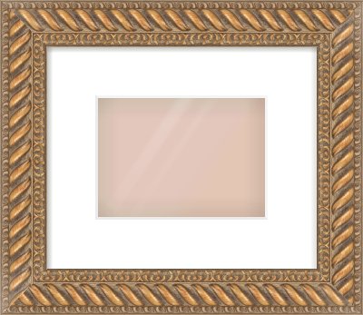Gold Rope Frame for 180 × 130mm artwork, with Smooth White Single Mount