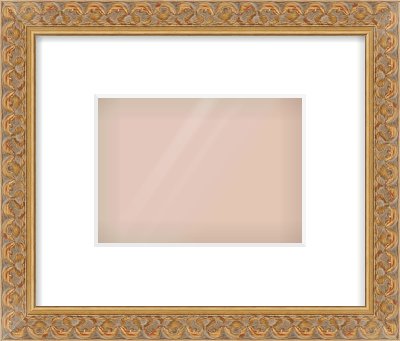 Gold Scoop Frame for 180 × 130mm artwork, with Smooth White Single Mount