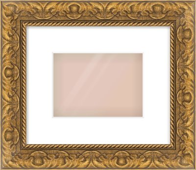 Gold Scoop Frame for 180 × 130mm artwork, with Smooth White Single Mount