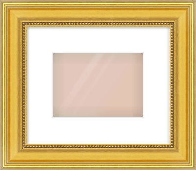 Gold Spoon Frame for 180 × 130mm artwork, with Smooth White Single Mount