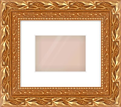 Gold Spoon Frame for 180 × 130mm artwork, with Smooth White Single Mount