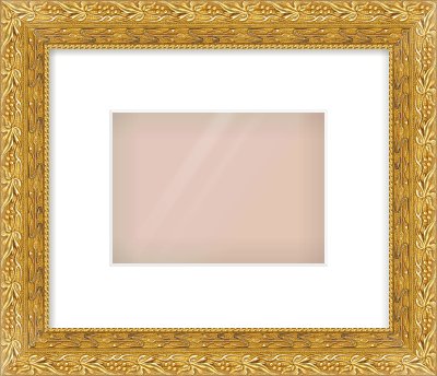 Gold Spoon Frame for 180 × 130mm artwork, with Smooth White Single Mount