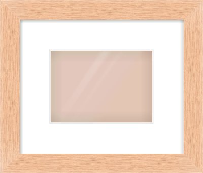 Oak Effect Flat Frame for 180 × 130mm artwork, with Smooth White Single Mount