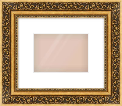 Gold Spoon Frame for 180 × 130mm artwork, with Smooth White Single Mount