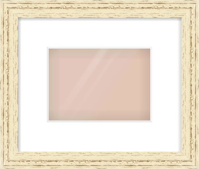 Distressed Cream Wood Grain Flat Frame for 180 × 130mm artwork, with Smooth White Single Mount