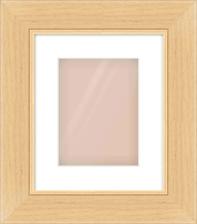 Natural Wood Flat Frame for 18 × 24cm artwork, with Smooth White Single Mount