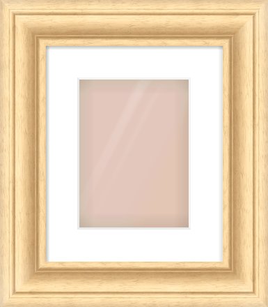 Natural Wood Scoop Frame for 18 × 24cm artwork, with Smooth White Single Mount