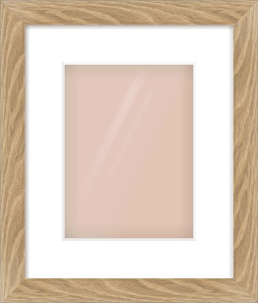 Oak Veneer Flat Frame for 18 × 24cm artwork, with Smooth White Single Mount