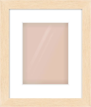 Natural wood Flat Frame for 18 × 24cm artwork, with Smooth White Single Mount