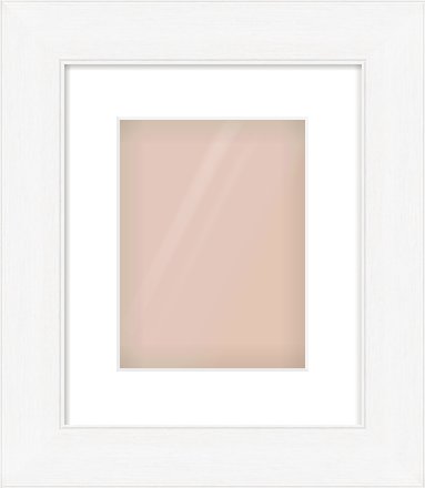 Natural Grain / White Stain Stepped Frame for 18 × 24cm artwork, with Smooth White Single Mount