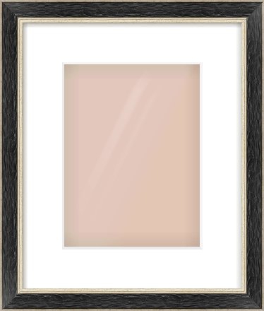 Black & Champagne Silver Reverse Frame for 18 × 24cm artwork, with Smooth White Single Mount